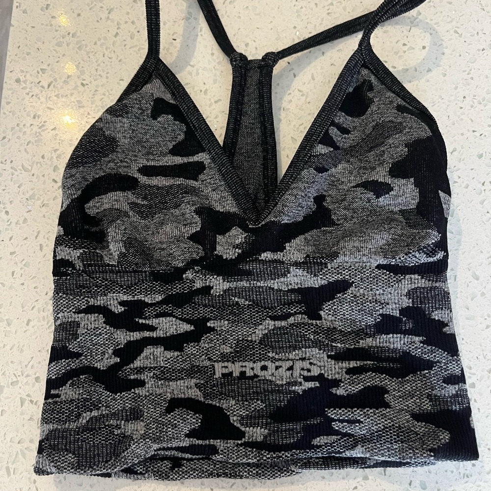 Prozis Women's Camouflage Sports Bra - Black and Gray